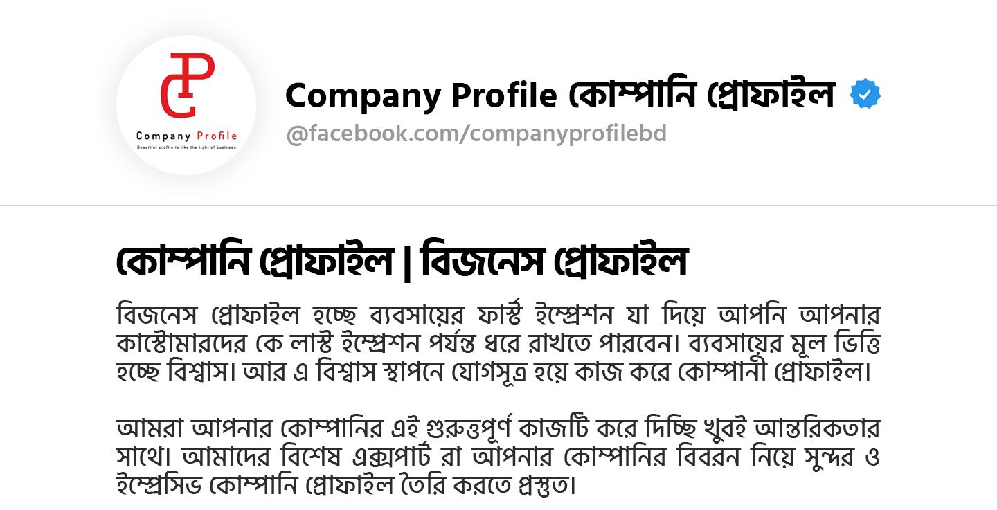 কোম্পানি প্রোফাইল বিজনেস প্রোফাইল